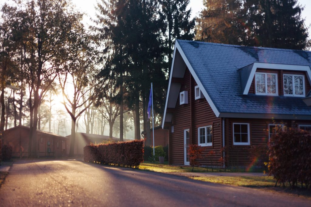 house tiled roof and trees