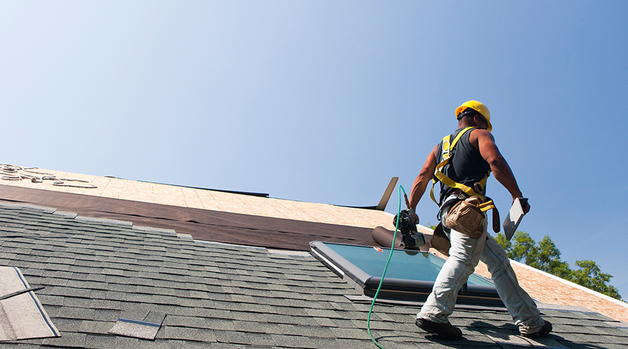 Roof inspection near skylight